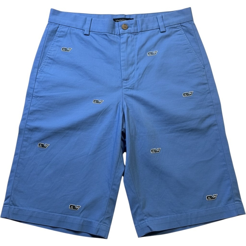 Vineyard Vines Boys Blue Whale Embroidered Chino Shorts Size 18 3H1032